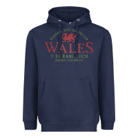 Navy Rugby Welsh Gift Red Dragon Flag of Wales Heavyweight Hoodie - trangStudio