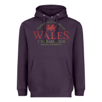 Plum Rugby Welsh Gift Red Dragon Flag of Wales Heavyweight Hoodie - trangStudio