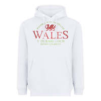 White Rugby Welsh Gift Red Dragon Flag of Wales Heavyweight Hoodie - trangStudio