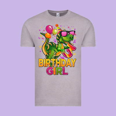 3rd Birthday Girl T Rex Pink Vintage Tee Designed By Cowgirlartshop
