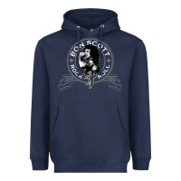 Navy Bon Scott Rock n' Roll Lion Shield Heavyweight Hoodie - trangStudio