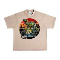 French Oak t rex dinosaur riding bicycle with retro forest sunset Urban Heavy Tee - RanaPortraitStore