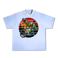 Grape Ice t rex dinosaur riding bicycle with retro forest sunset Urban Heavy Tee - RanaPortraitStore