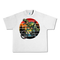 Lunar Rock t rex dinosaur riding bicycle with retro forest sunset Urban Heavy Tee - RanaPortraitStore