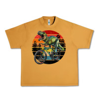 Peanut Butter t rex dinosaur riding bicycle with retro forest sunset Urban Heavy Tee - RanaPortraitStore