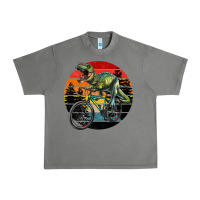 Tornado t rex dinosaur riding bicycle with retro forest sunset Urban Heavy Tee - RanaPortraitStore