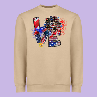 Patriotic Love Heavyweight Sweatshirt Designed By Cowhidedigitalart