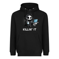 Black killin' it shirt funny grim reaper halloween sarcasm Heavyweight Hoodie - trangStudio