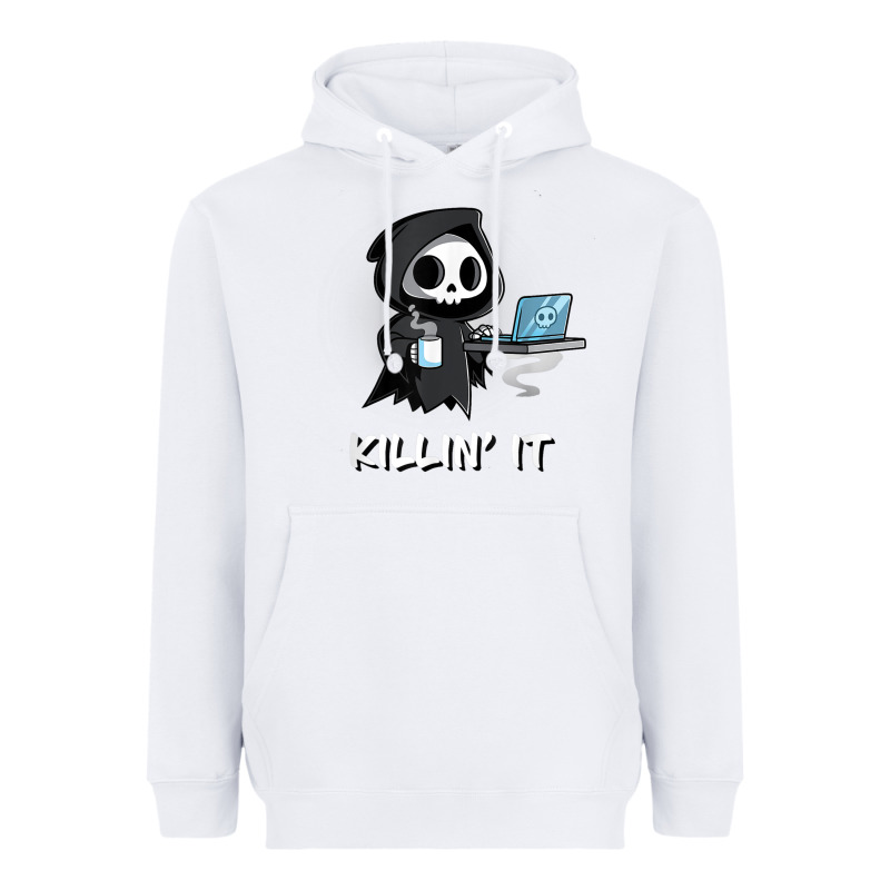 Killin' It Shirt Funny Grim Reaper Halloween Sarcasm Heavyweight Hoodie by trangStudio | Teevron