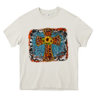 Cream western cross Heavy Core Tee - JahusDesignShop