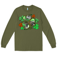 Army Green St. Patrick's Day shamrock leopard and cowhide Long Sleeve Tee - CowGirlArtShop