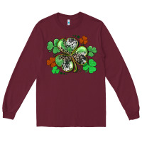 Burgundy St. Patrick's Day shamrock leopard and cowhide Long Sleeve Tee - CowGirlArtShop