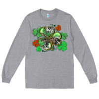 Heather Grey St. Patrick's Day shamrock leopard and cowhide Long Sleeve Tee - CowGirlArtShop