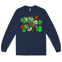 Navy St. Patrick's Day shamrock leopard and cowhide Long Sleeve Tee - CowGirlArtShop