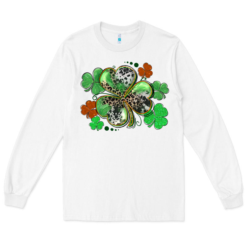 St. Patrick's Day Shamrock Leopard And Cowhide Long Sleeve Tee by CowGirlArtShop | Teevron