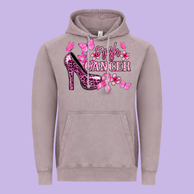Crush Cancer With High Heels Cancer Awareness Vintage Hoodie Designed By Howdyjamesfarm