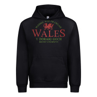 Black Rugby Welsh Gift Red Dragon Flag of Wales Urban Hoodie - trangStudio