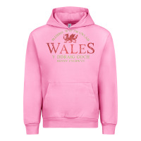 Fuchsia Pink Rugby Welsh Gift Red Dragon Flag of Wales Urban Hoodie - trangStudio