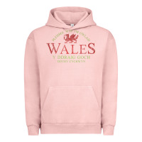 Pigment Salmon Rugby Welsh Gift Red Dragon Flag of Wales Urban Hoodie - trangStudio