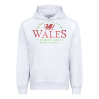White Rugby Welsh Gift Red Dragon Flag of Wales Urban Hoodie - trangStudio