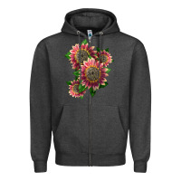 Charcoal Heather 4 crimson blaze sunflower Zipper Hoodie - LillyAllenDesigns