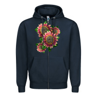 Navy 4 crimson blaze sunflower Zipper Hoodie - LillyAllenDesigns