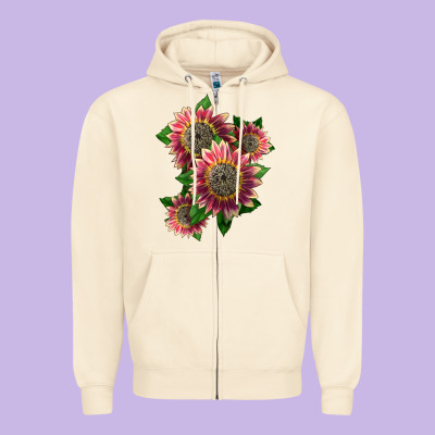 4 Crimson Blaze Sunflower Zipper Hoodie Designed By Lillyallendesigns