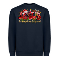 Navy Jesus The Reason For The Season Heavyweight Sweatshirt - CowhideDigitalArt