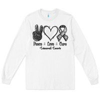 White Peace Love Cure Carcinoid Cancer Long Sleeve Tee - Jasminsmagicworld