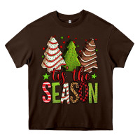 Chocolate Brown tis the season christmas cakes Heavy Core Tee - Jasminsmagicworld