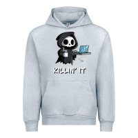 Heather Grey killin' it shirt funny grim reaper halloween sarcasm Urban Hoodie - trangStudio