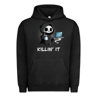 Pigment Black killin' it shirt funny grim reaper halloween sarcasm Urban Hoodie - trangStudio