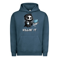 Pigment Midnight Navy killin' it shirt funny grim reaper halloween sarcasm Urban Hoodie - trangStudio