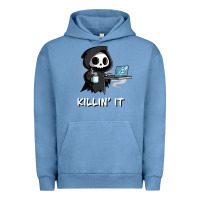 Pigment Pebble Blue killin' it shirt funny grim reaper halloween sarcasm Urban Hoodie - trangStudio