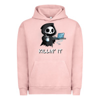 Pigment Salmon killin' it shirt funny grim reaper halloween sarcasm Urban Hoodie - trangStudio