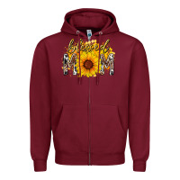 Burgundy blessed mom sunflower Zipper Hoodie - RacoonDesign