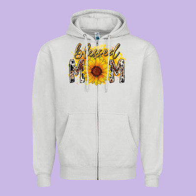 Blessed Mom Sunflower Zipper Hoodie Designed By Racoondesign