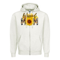 Oatmeal Heather blessed mom sunflower Zipper Hoodie - RacoonDesign