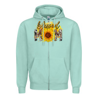 Seafoam blessed mom sunflower Zipper Hoodie - RacoonDesign