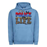 Pigment Pebble Blue police life Urban Hoodie - AdoDesignShop