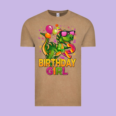 2rd Birthday Girl T Rex Pink Vintage Tee Designed By Cowgirlartshop