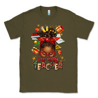 Army Green one merry teacher afro messy bun Classic Tee - texasbilliewilder