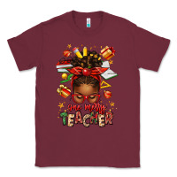 Burgundy one merry teacher afro messy bun Classic Tee - texasbilliewilder