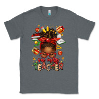 Charcoal Heather one merry teacher afro messy bun Classic Tee - texasbilliewilder