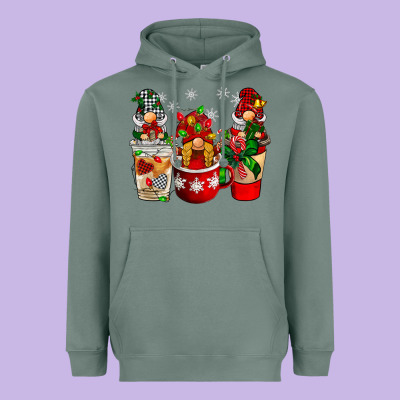 Christmas Coffee Gnome Heavyweight Hoodie Designed By Barkaloodesign
