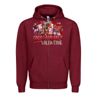 Burgundy farm animals is my valentine Zipper Hoodie - RacoonDesign