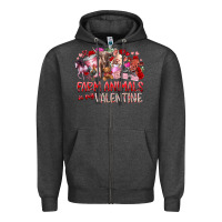 Charcoal Heather farm animals is my valentine Zipper Hoodie - RacoonDesign