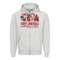 Dove Grey farm animals is my valentine Zipper Hoodie - RacoonDesign