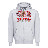 Heather Grey farm animals is my valentine Zipper Hoodie - RacoonDesign