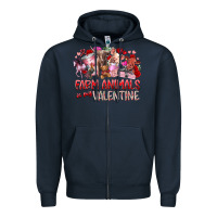 Navy farm animals is my valentine Zipper Hoodie - RacoonDesign